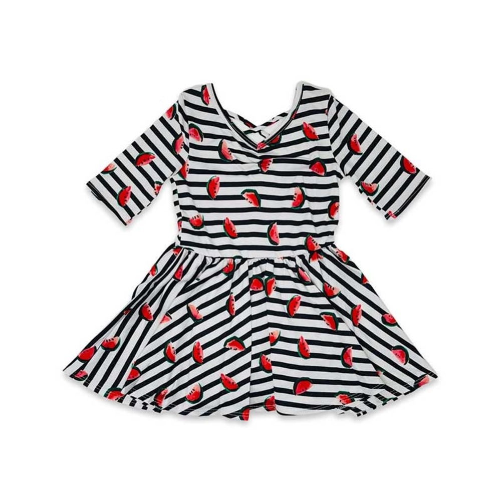 DotDotSmile -  Toddler Girl's Dress - Watermelon Wonder Ballerina Dress in 3/4